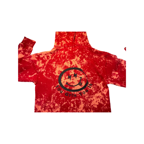 You Grin You In Bleached Tie Dye Logo Hoodie (Logo on Front and Back) XL-3XL