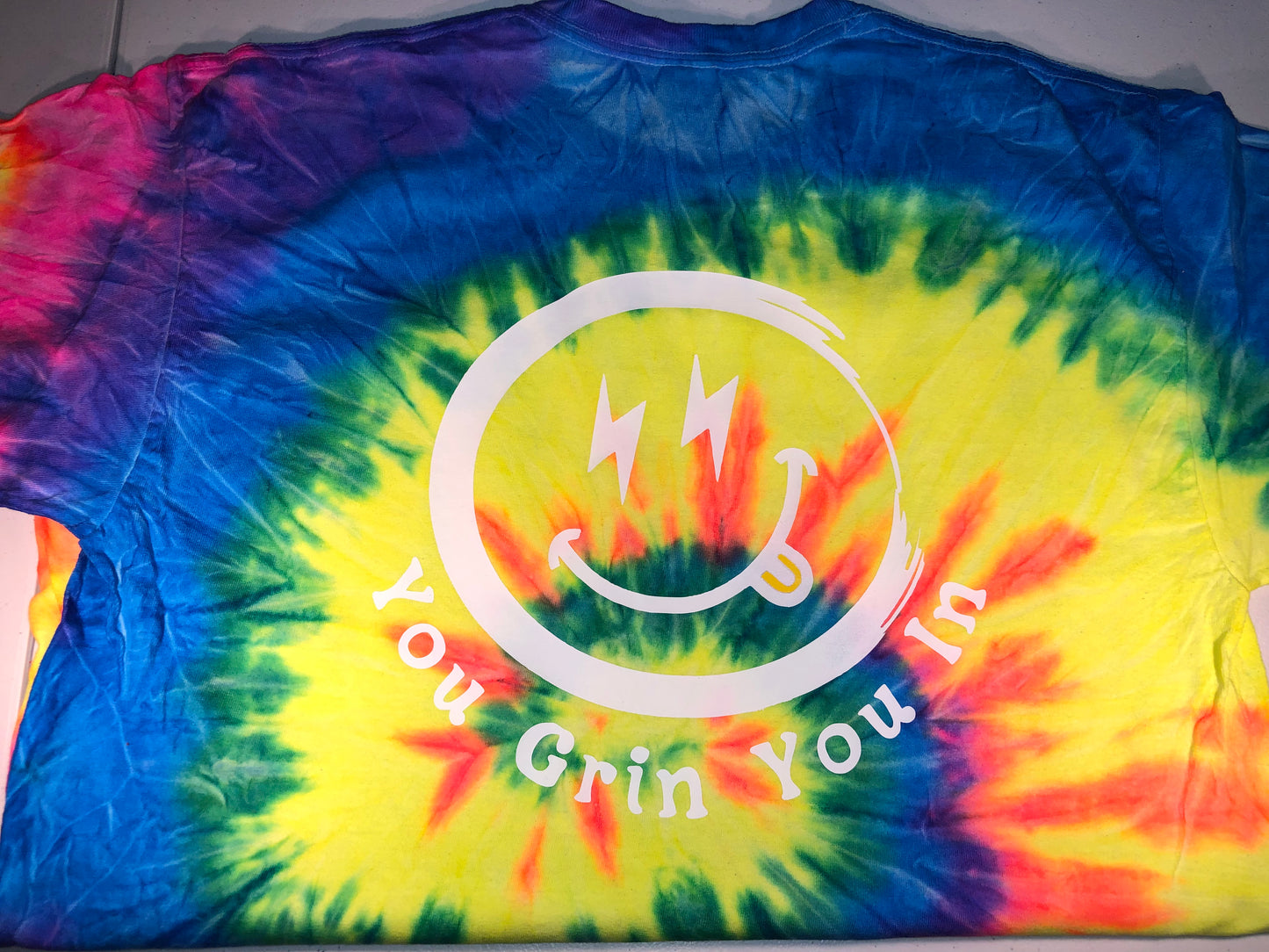 27B. YGYI Short Sleeve Tie Dye T-shirt (Medium logo on front) Small - Large