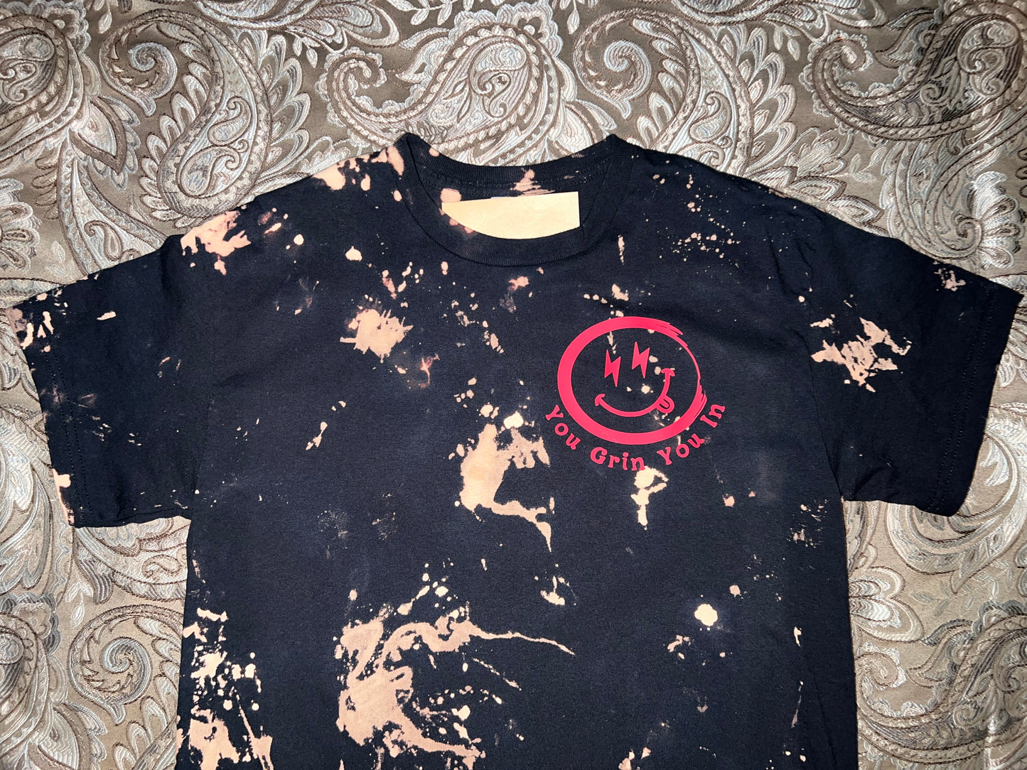 25B. YGYI Toddler Black Bleach Tie Dye T-shirt (Medium logo on front) 2T - 4T