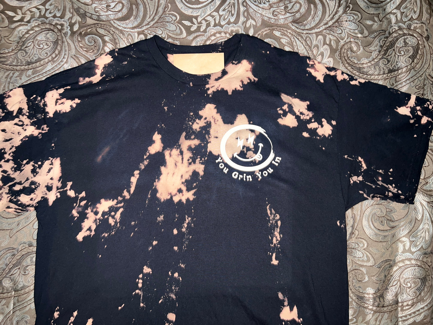 25B. YGYI Toddler Black Bleach Tie Dye T-shirt (Medium logo on front) 2T - 4T