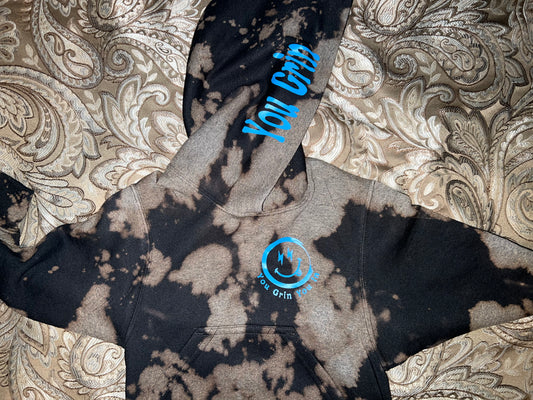 20B. YGYI Toddler Black Bleach Tie Dye Hoodies (Medium logo on front) 2T - 4T