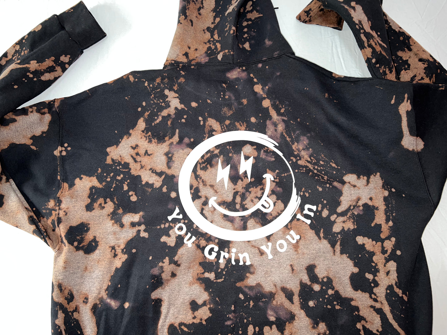 20A. YGYI Toddler Black Bleach Tie Dye Hoodies (Small logo on front) 2T - 4T