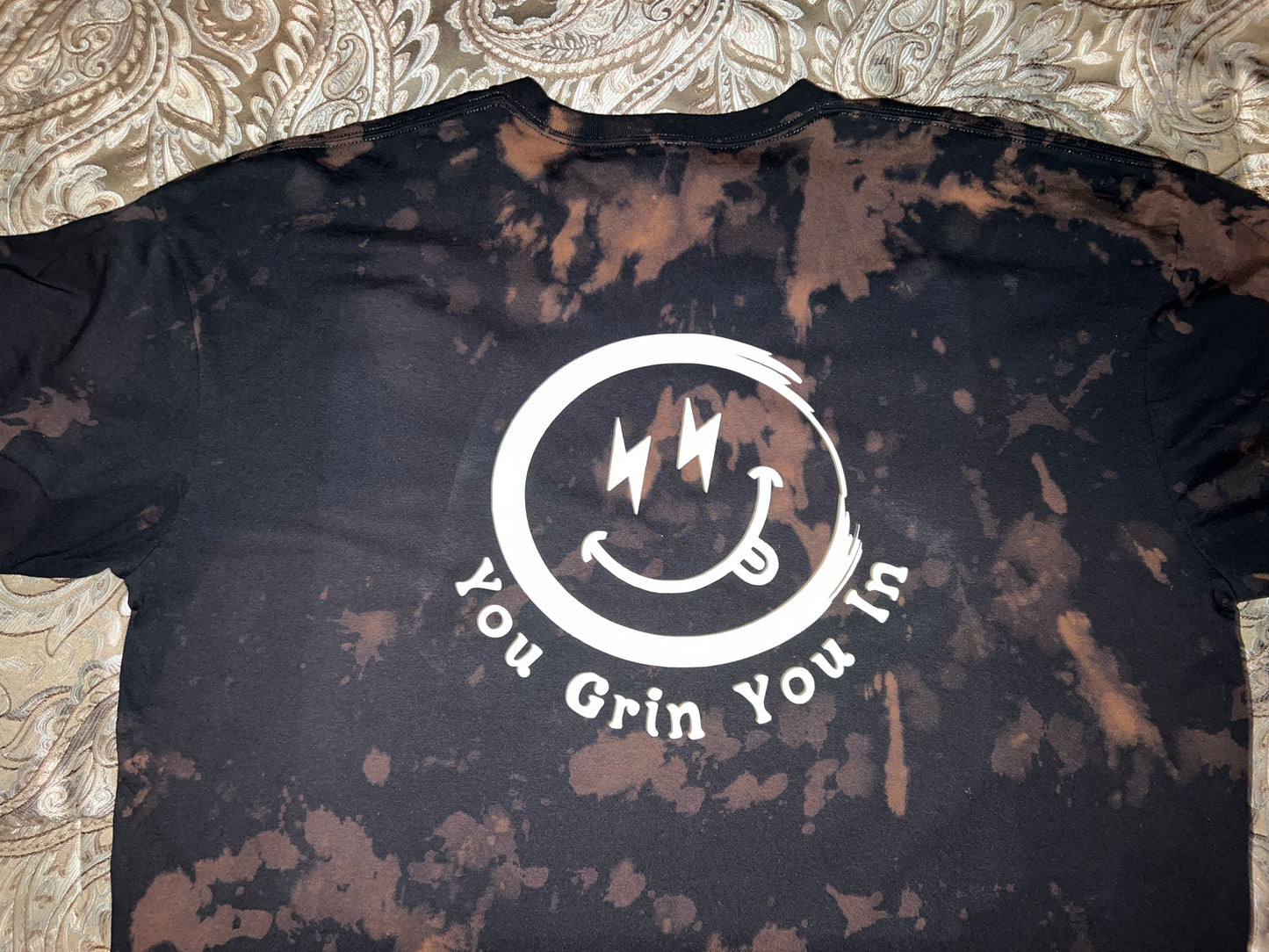 94A. YGYI Black Bleach Tie Dye Long Sleeve (Small logo on front) 4XL-6XL